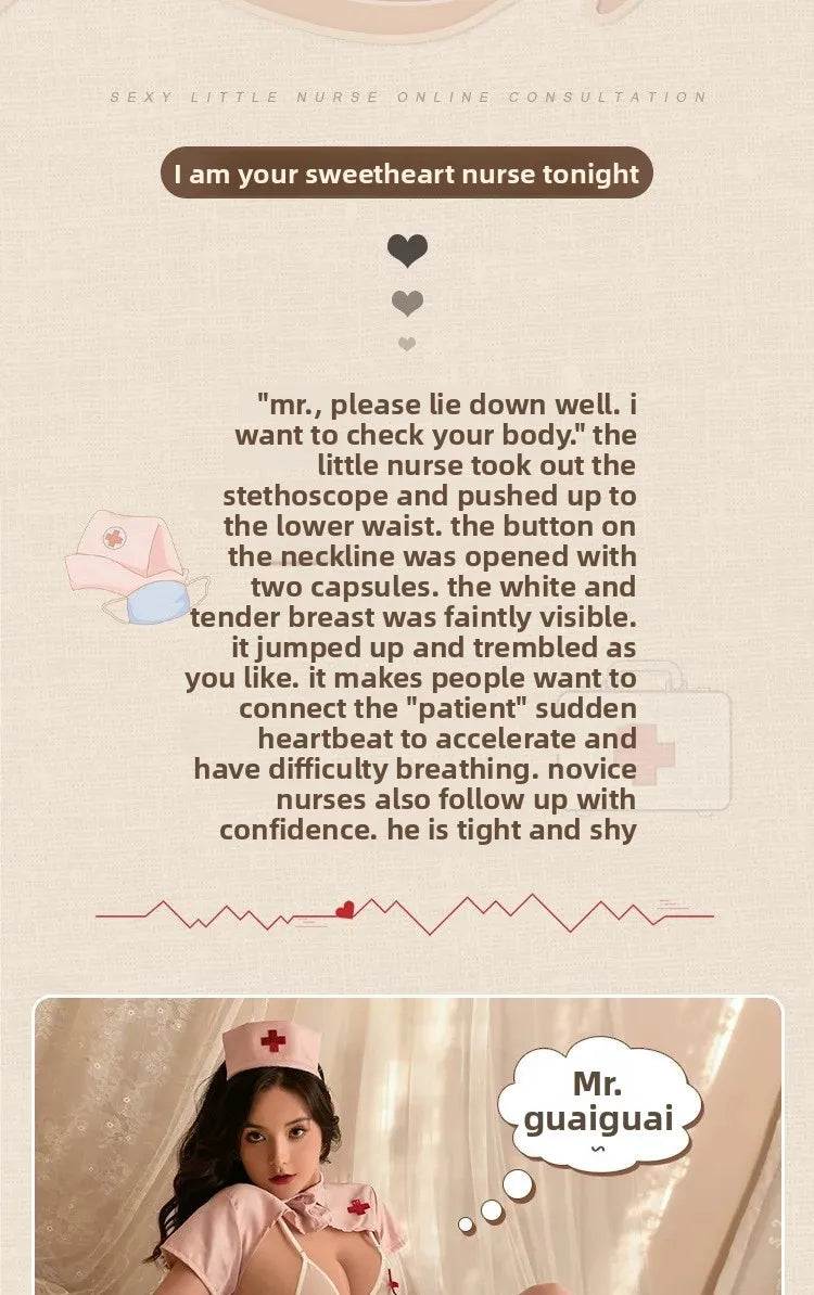 Sexy Nurse Uniform Underwear Set for Women Hardly Remove Cute Anime Sleepwear Student Theme Exotic Intimate Apparel Combo