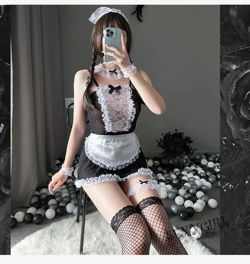 Red Cross Desire – Sheer Fantasy Nurse Lingerie Set “Sheer, ruffled, and ready to play doctor.”